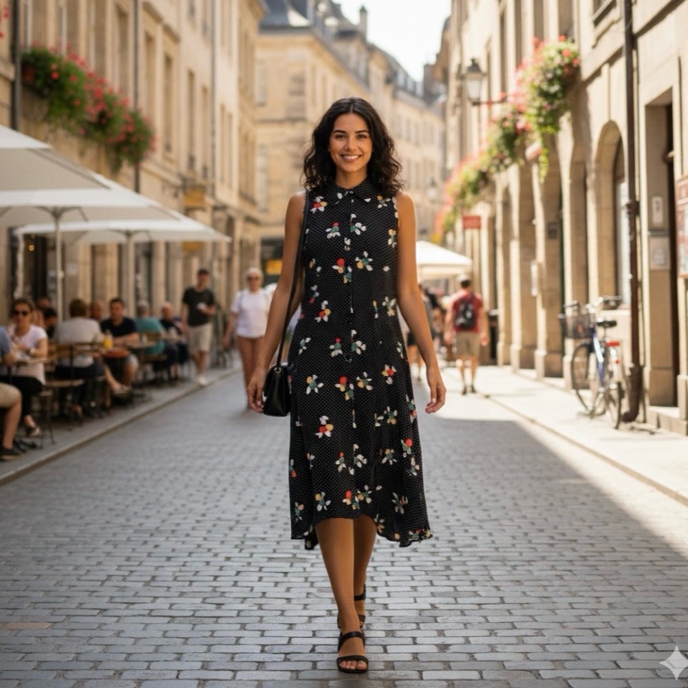 Floral polka dots dress